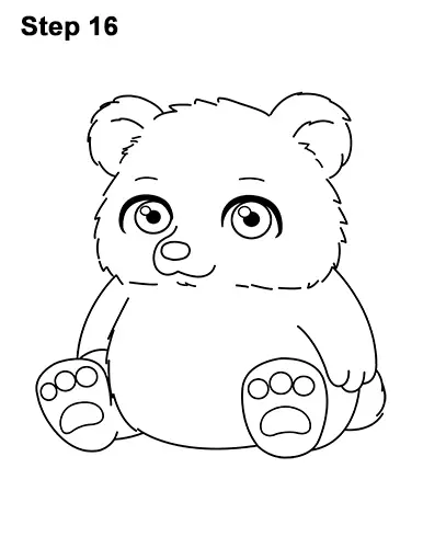 Draw a Cartoon Teddy Bear Sitting 16 How to Draw a Cute Little Mini Chibi Cartoon Brown Bear Cub 16