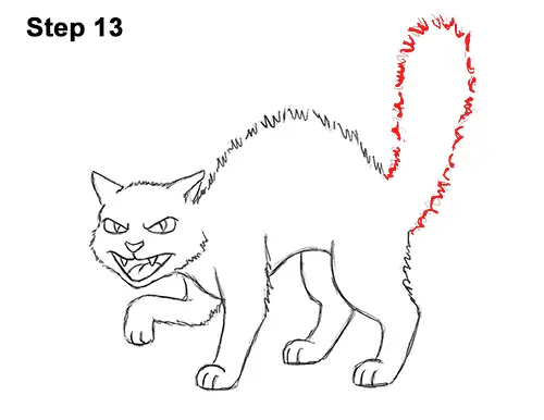 Draw a Angry Cartoon Black Cat 13 How to Draw Angry Mean Halloween Cartoon Black Cat arched back 13