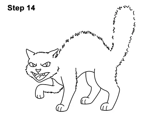 Draw a Angry Cartoon Black Cat 14 How to Draw Angry Mean Halloween Cartoon Black Cat arched back 14