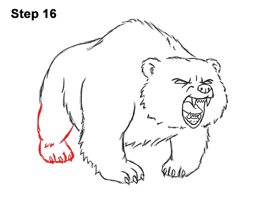 Draw Angry Mean Growling Roaring Cartoon Bear 16