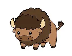 How to Draw a cute cartoon Bison Buffalo