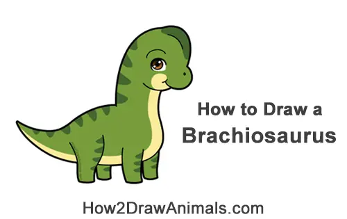 How to Draw a Cute Cartoon Brachiosaurus Dinosaur Chibi Kawaii