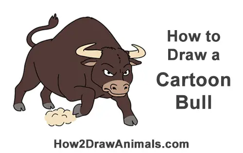 How to Draw Angry Mean Big Charging Cartoon Bull