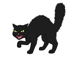 How to Draw a Cat Cartoon Black Angry Halloween