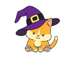 How to draw a cartoon Cat Halloween Witch Hat