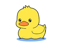 How to Draw a Cute Kawaii Cartoon Duck Duckling Swimming Water