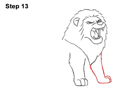 How to Draw Tough Cool Angry Cartoon Lion Roaring 13