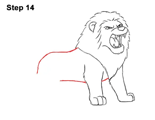 How to Draw Tough Cool Angry Cartoon Lion Roaring 14