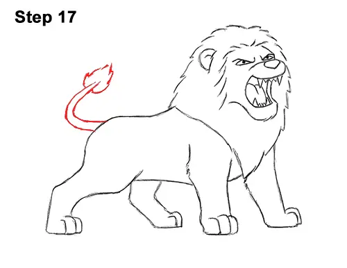 How to Draw Tough Cool Angry Cartoon Lion Roaring 17