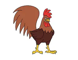How to Draw a Tough Brown Rooster Cartoon