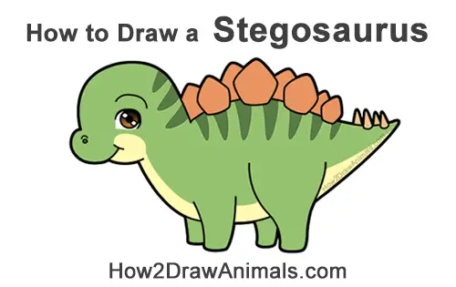 How to Draw a Cute Cartoon Stegosaurus Dinosaur Chibi Kawaii