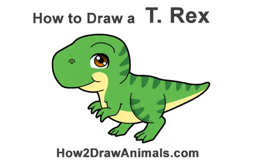 How to Draw a Cute Cartoon T. Rex Dinosaur Chibi Kawaii