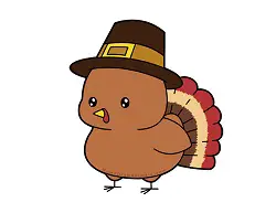 How to Draw a Cute Cartoon Chibi Turkey Pilgrim Hat Thanksgiving
