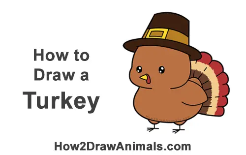 How to Draw a Cute Cartoon Pilgrim Turkey Thanksgiving Chibi Kawaii