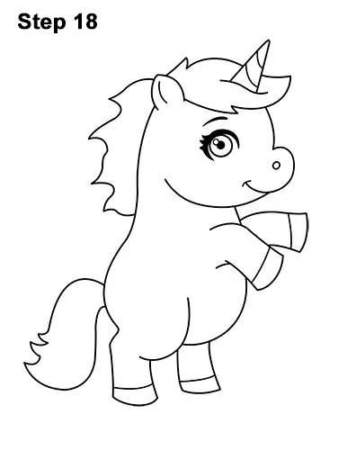 How to Draw a Cute Little Mini Chibi Cartoon Unicorn Horse Pony 18
