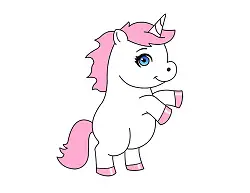 How to Draw a Cute Cartoon Unicorn Pink