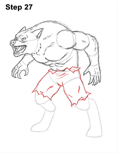 How to Draw Growling Snarling Scary Angry Werewolf 27